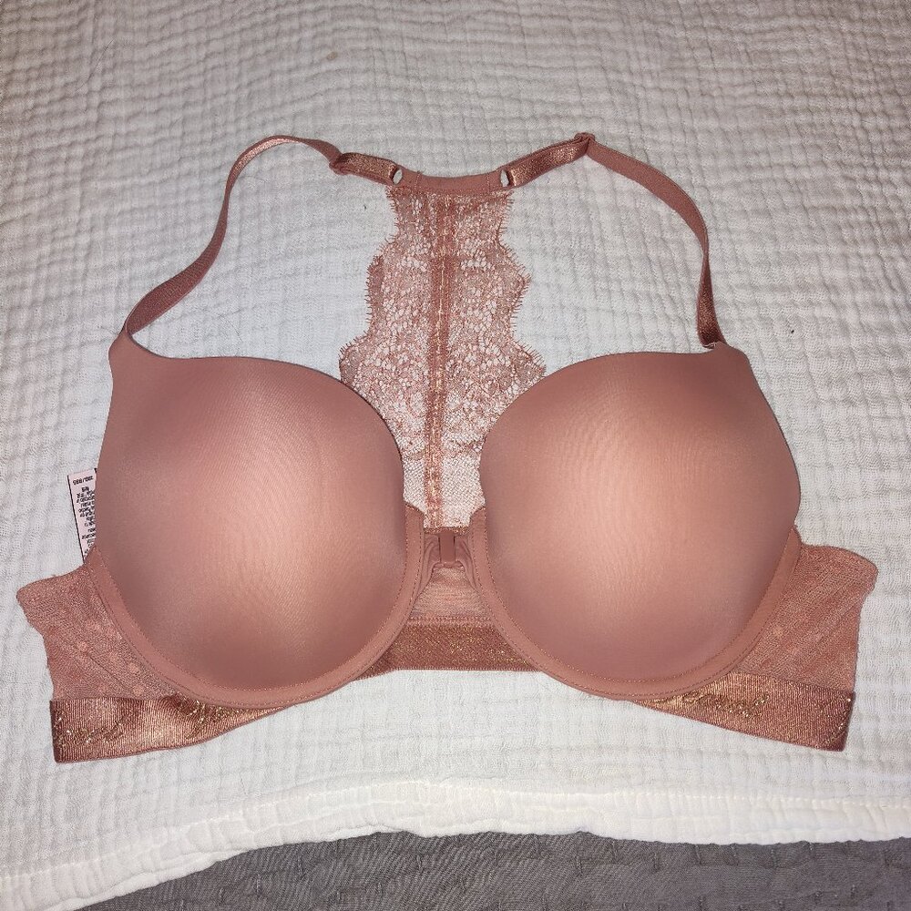 Victoria's Secret T-Shirt Push Up Lace Racerback Bra Front Closure